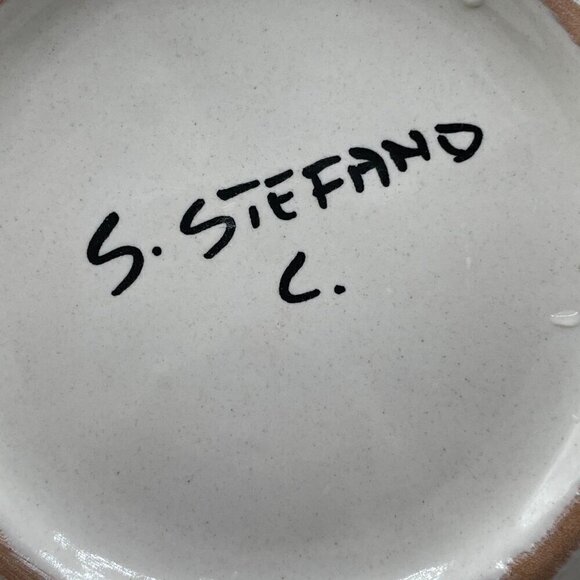 Santo Stefano di Camastra Sicily Round Serving Platter Fruit Motif Navy Signed - Picture 2 of 8